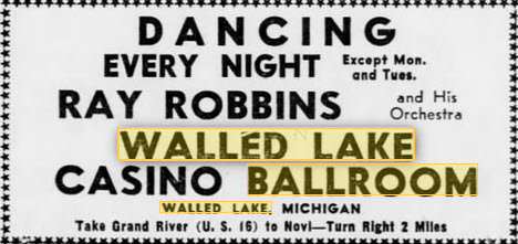 Walled Lake Dance Pavillions - 21 Jul 1950 Ad